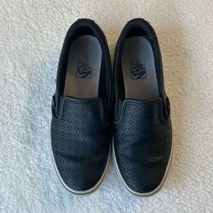 Vans Women's Slip On Leather Upper Shoes Black